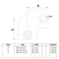 Buiskoppeling Kniestuk 90° - zwart-C / 33,7 mm